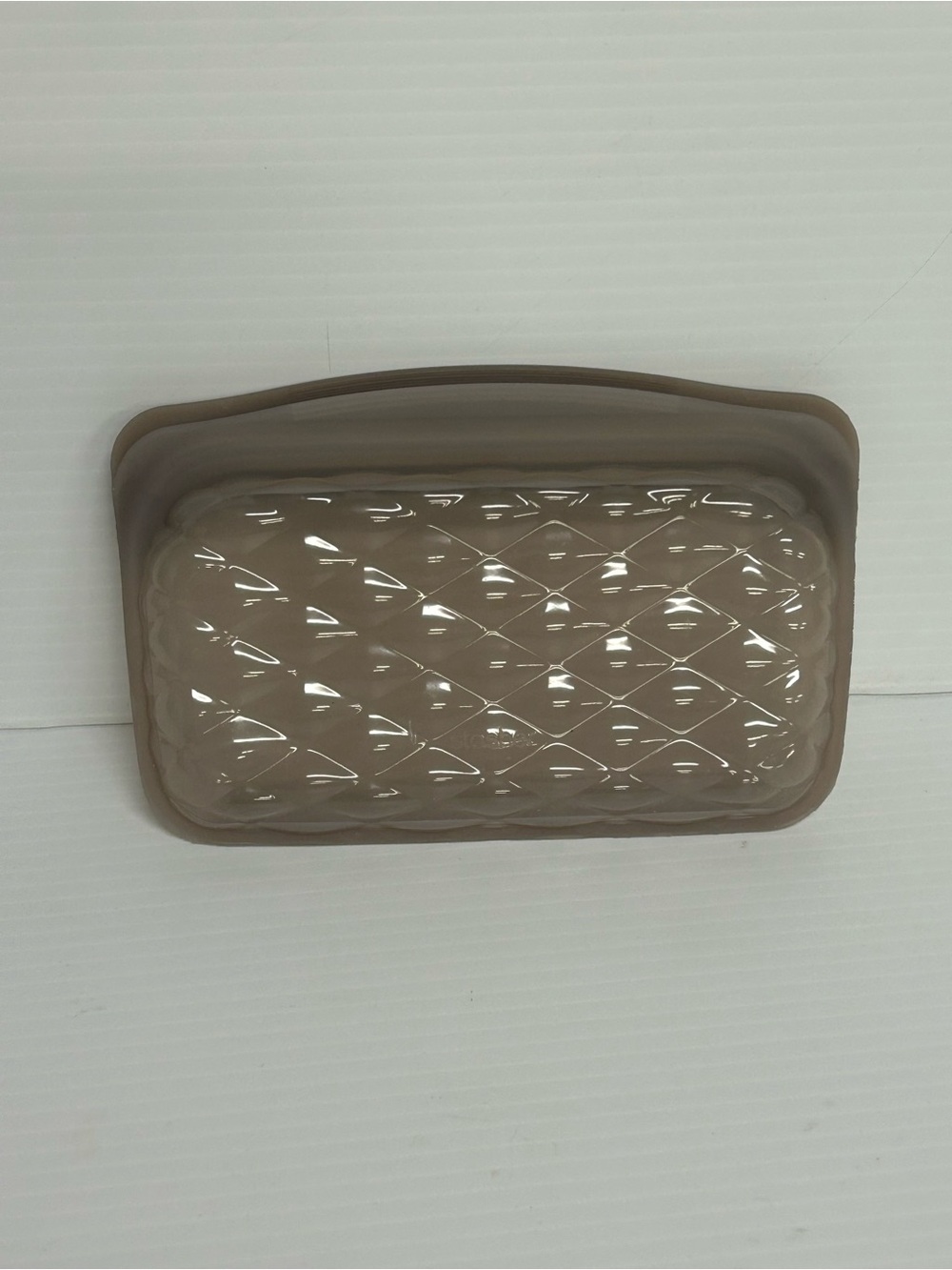 Stasher Bag Reusable Silicone Storage Bag in Taupe Quilted  7.5x4.75